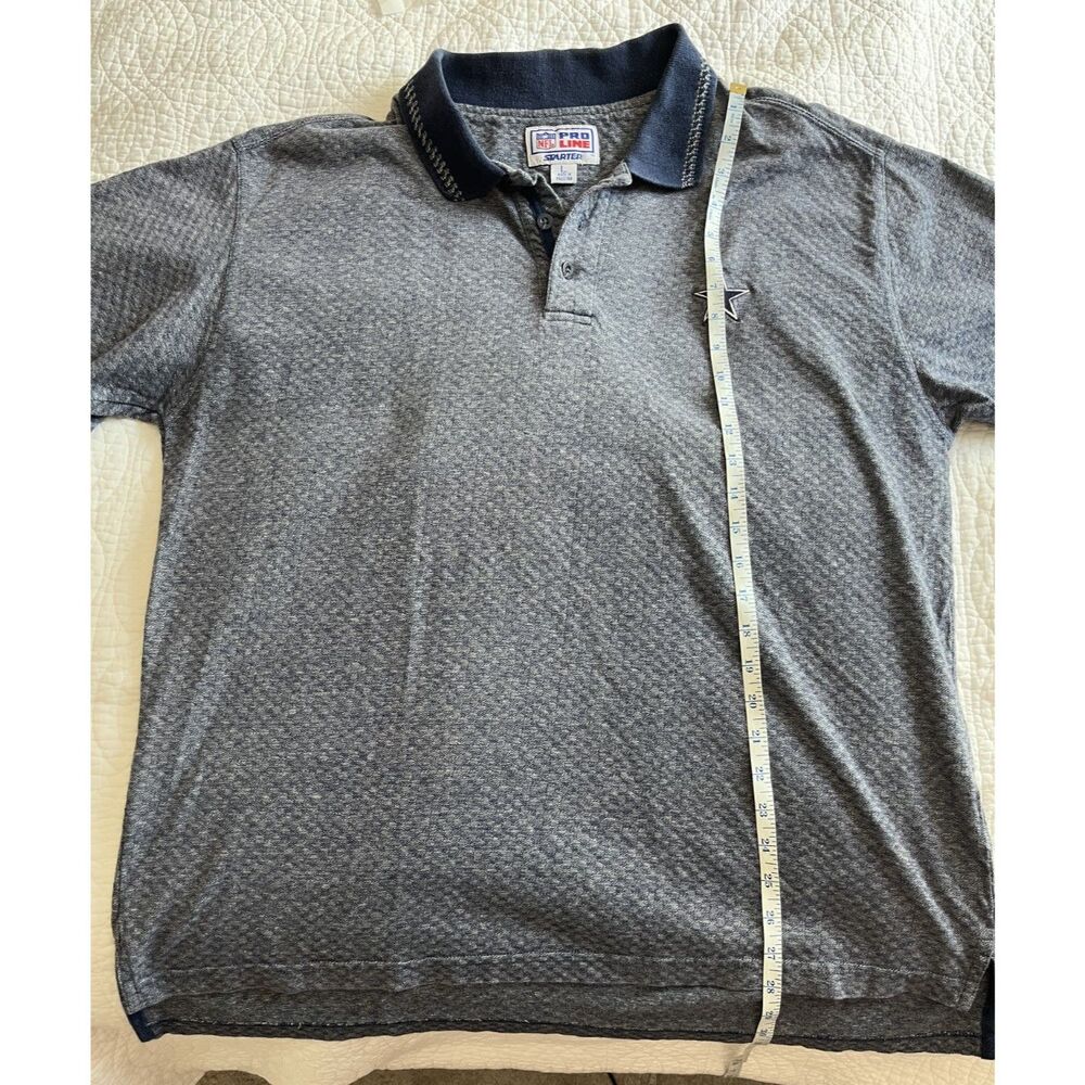 Vtg Dallas Cowboys Mens Polo Shirt Navy Blue Large NFL Football Starter Pro Line - Picture 10 of 13